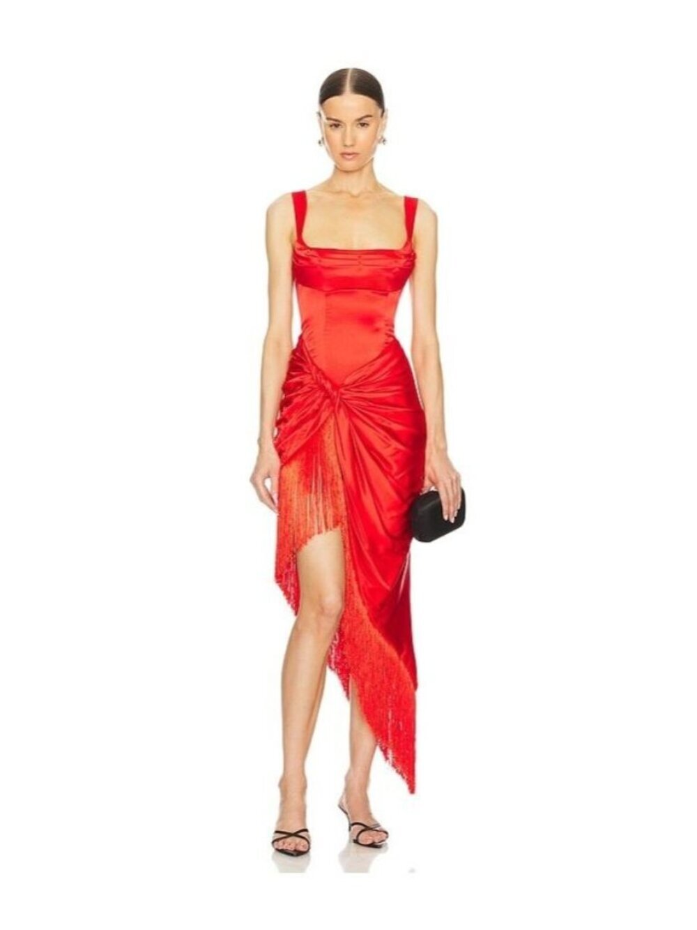 For Love & Lemons Anisa Asymmetrical Fringe Dress Red M NWT Anthropologie 529$